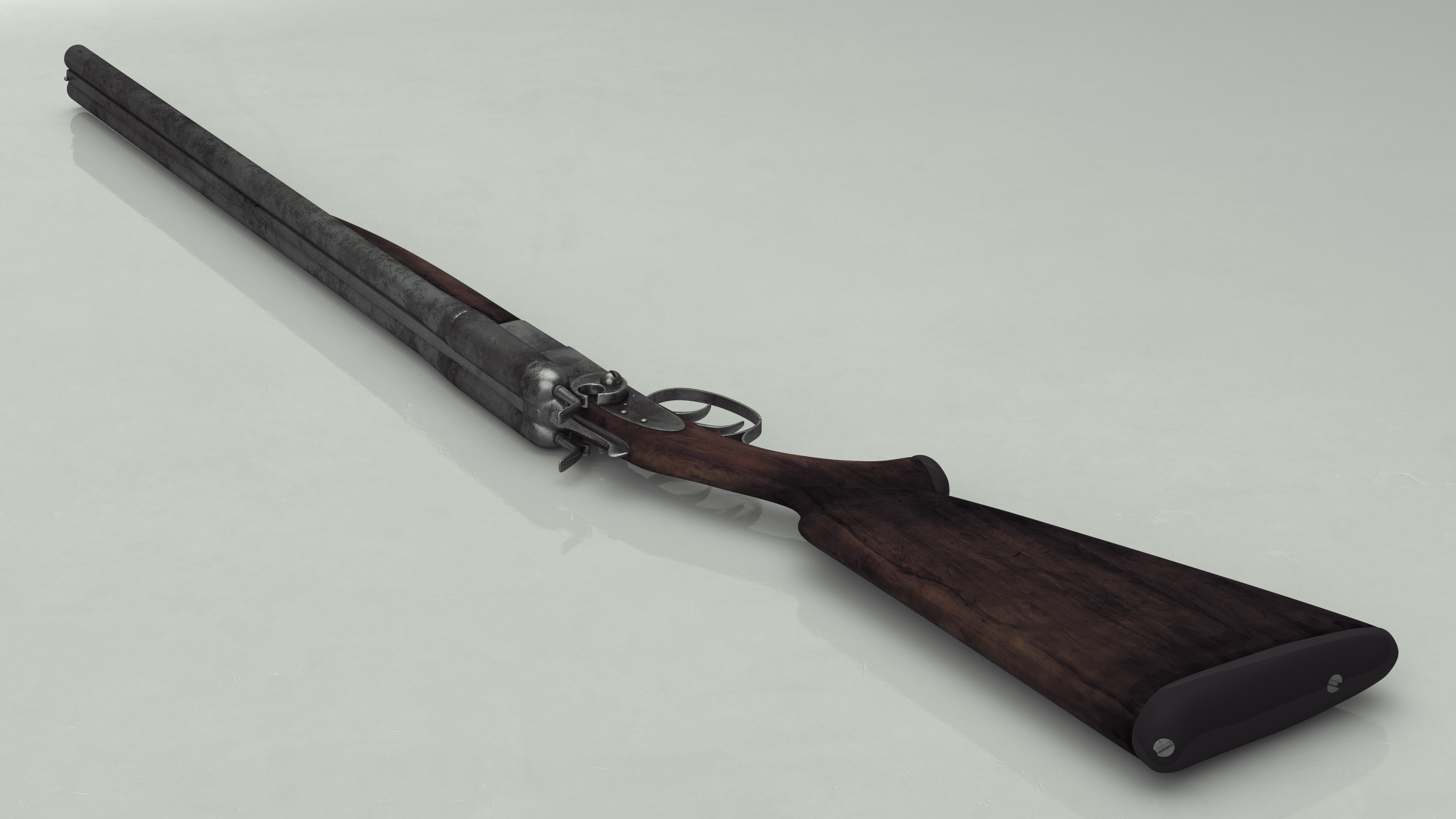 Antique Double Barrel Shotgun 3D model