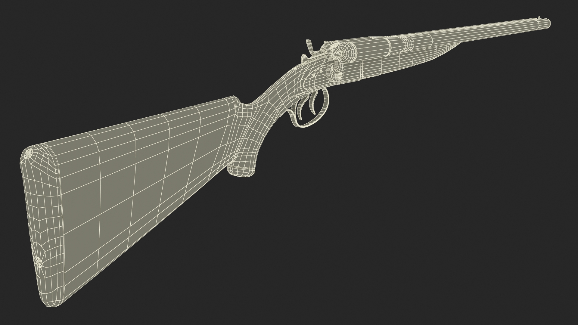 Antique Double Barrel Shotgun 3D model