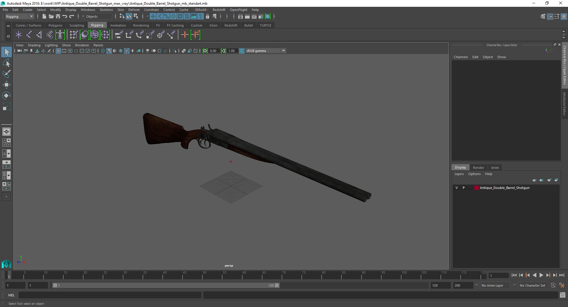 Antique Double Barrel Shotgun 3D model