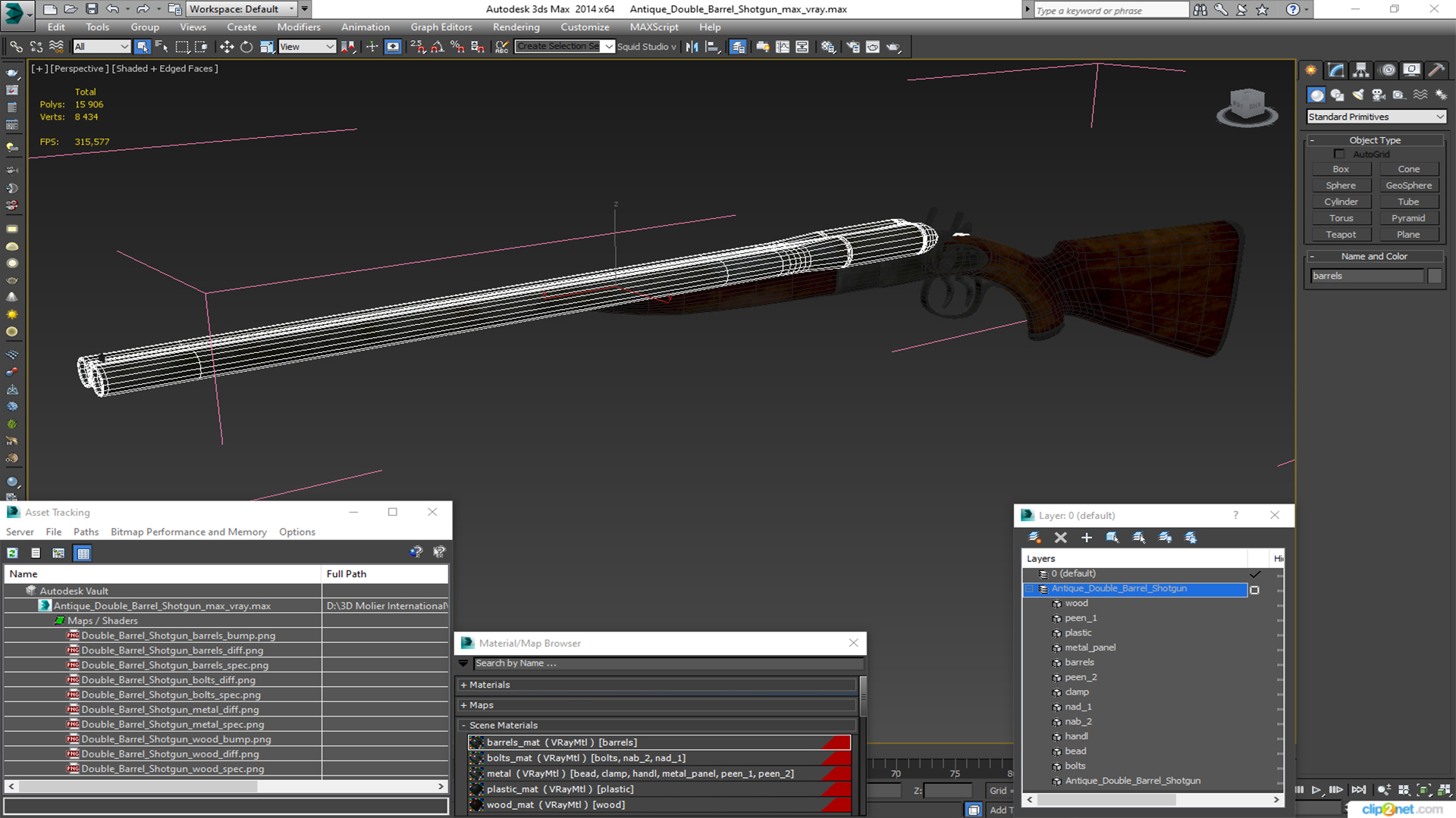 Antique Double Barrel Shotgun 3D model