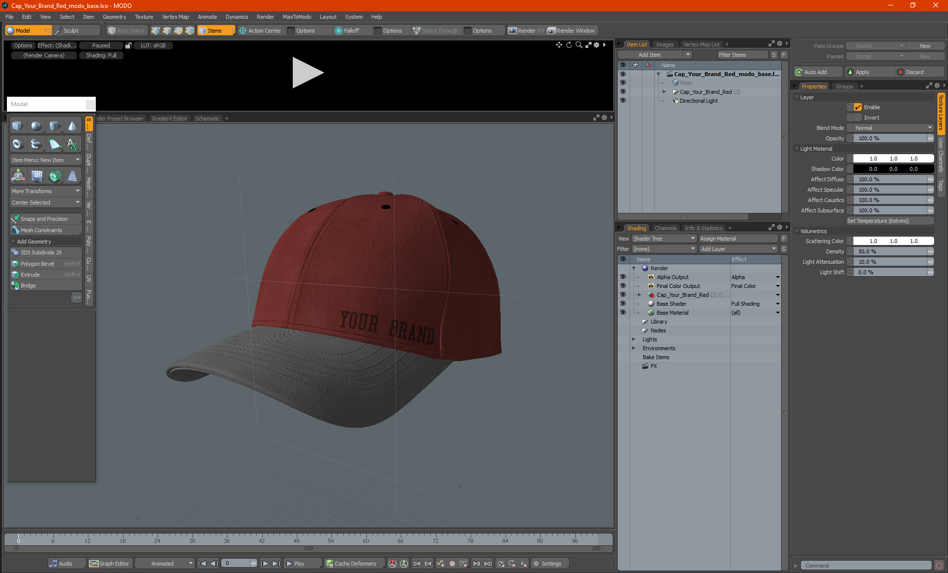 3D Cap Your Brand Red model