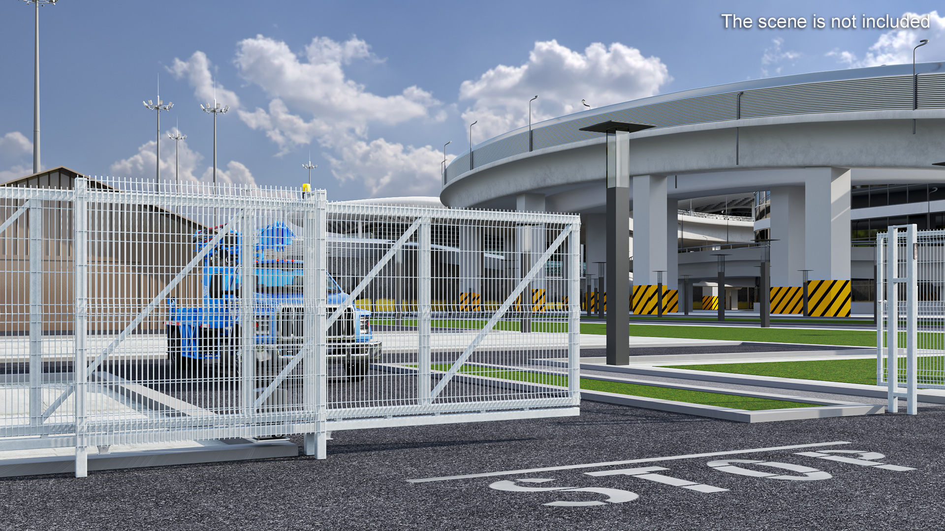 3D Security Rolling Gates with Fence Open model