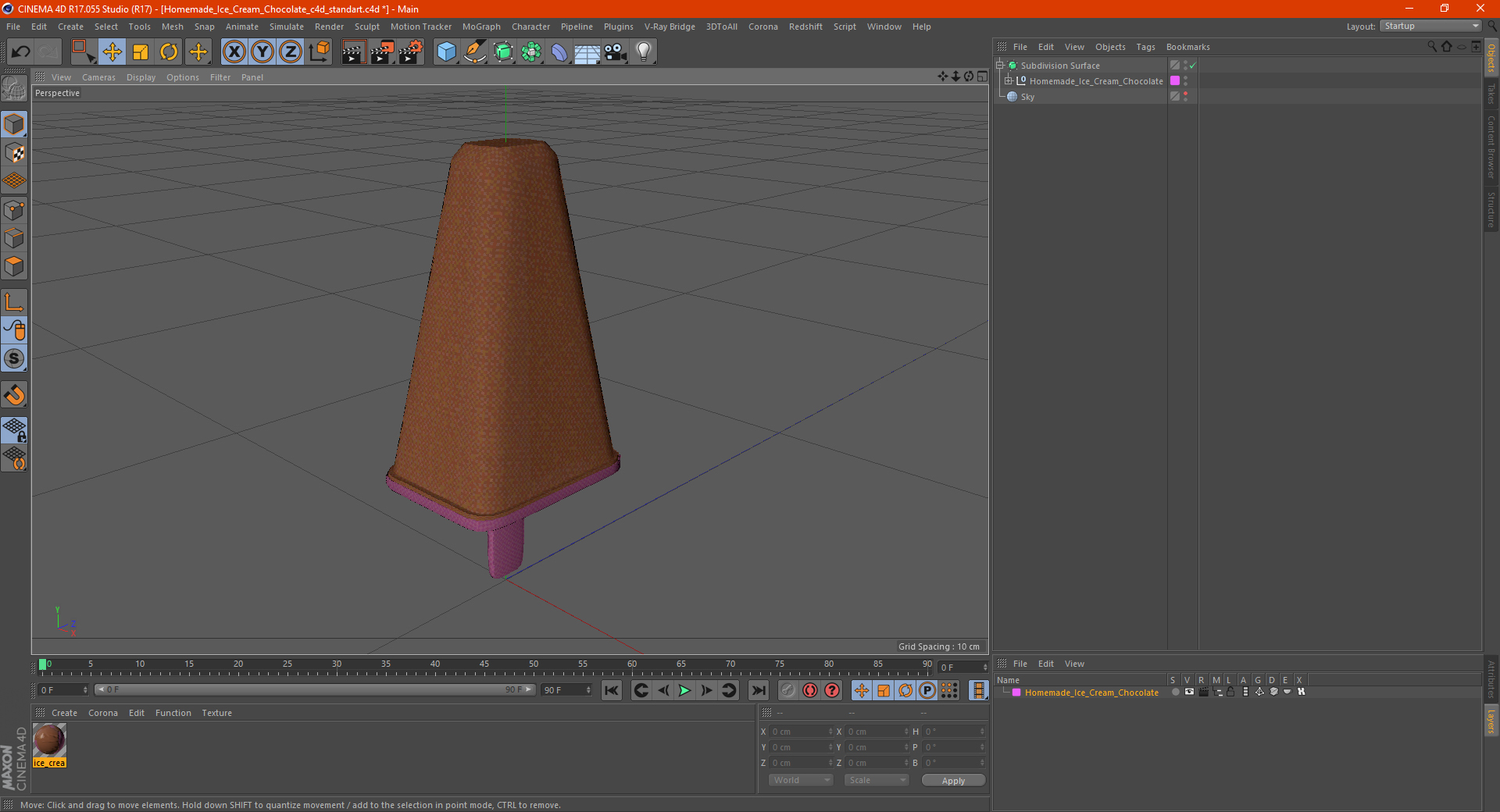 3D Homemade Ice Cream Chocolate model