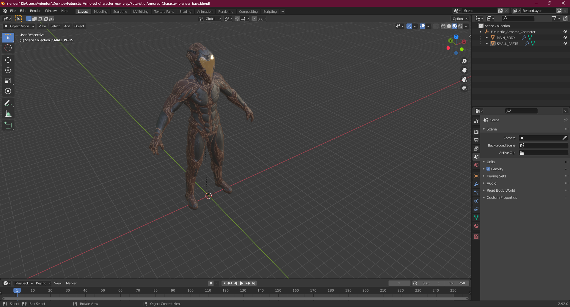 3D Futuristic Armored Character model