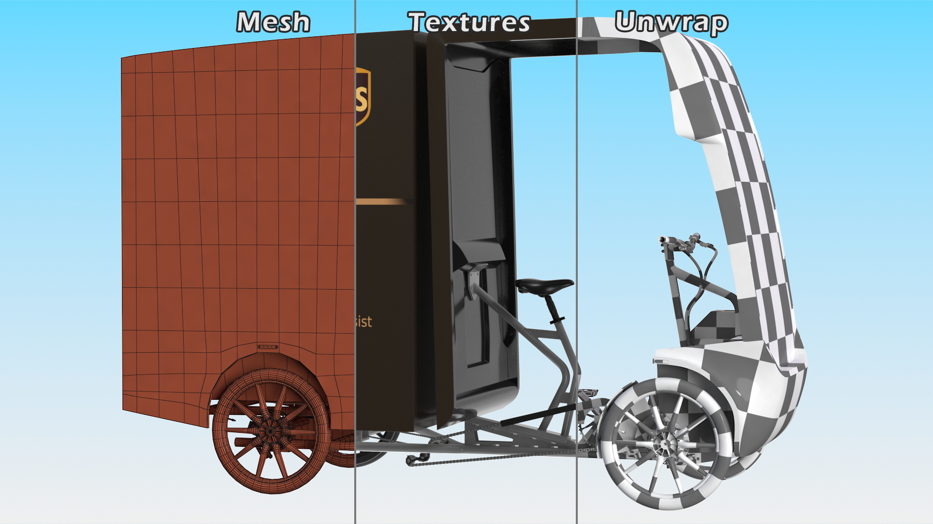 3D Delivery Bike EAV UPS Rigged model