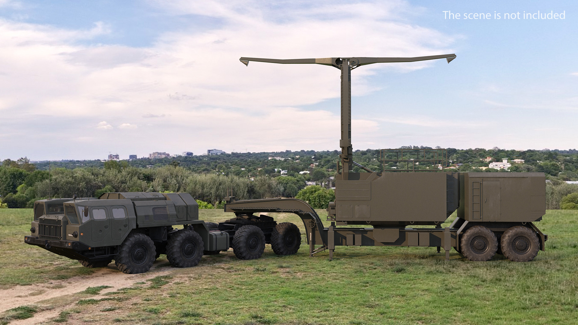 MAZ 74106 with 64N6 Big Bird Radar Green Rigged 3D