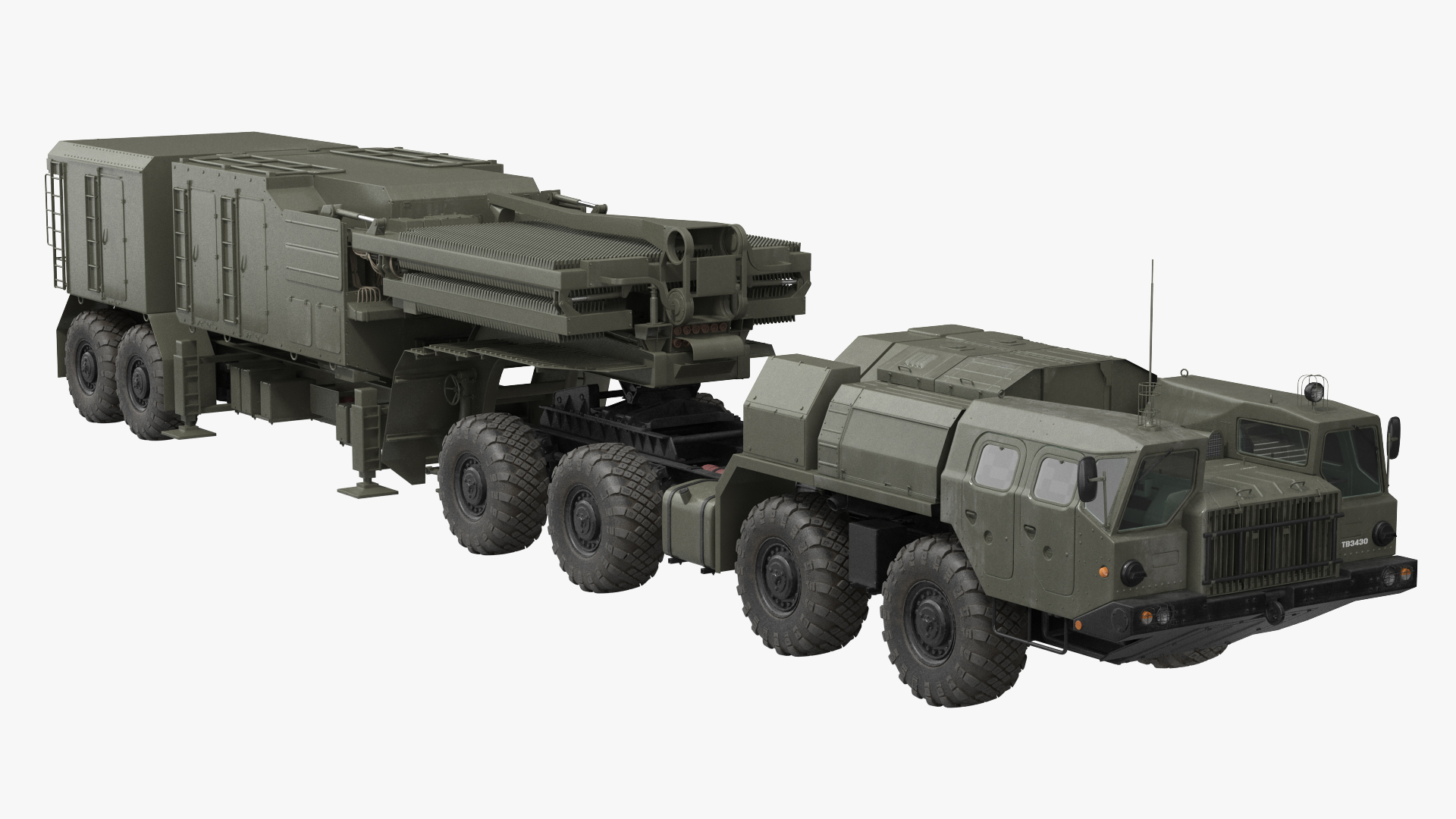 MAZ 74106 with 64N6 Big Bird Radar Green Rigged 3D