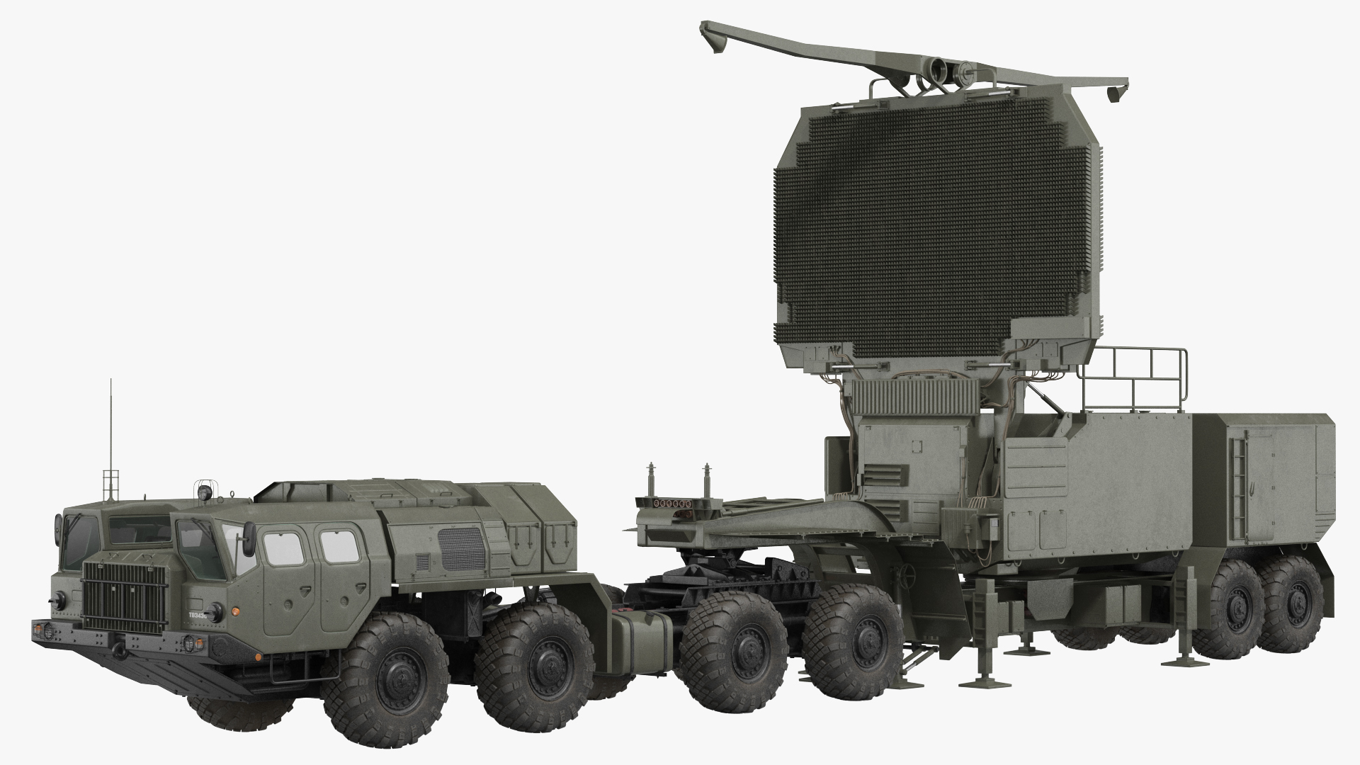 MAZ 74106 with 64N6 Big Bird Radar Green Rigged 3D
