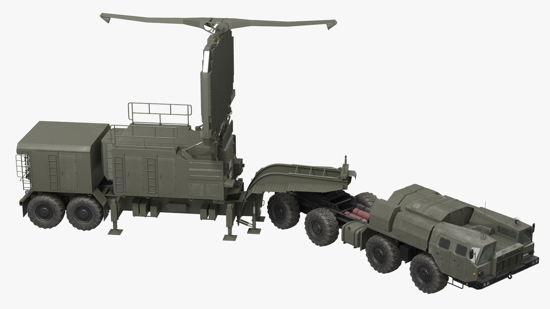MAZ 74106 with 64N6 Big Bird Radar Green Rigged 3D
