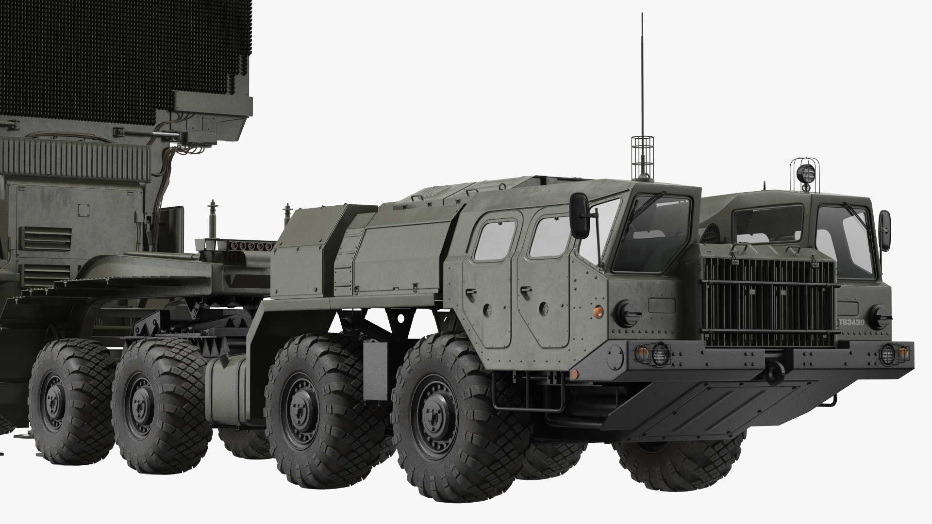 MAZ 74106 with 64N6 Big Bird Radar Green Rigged 3D
