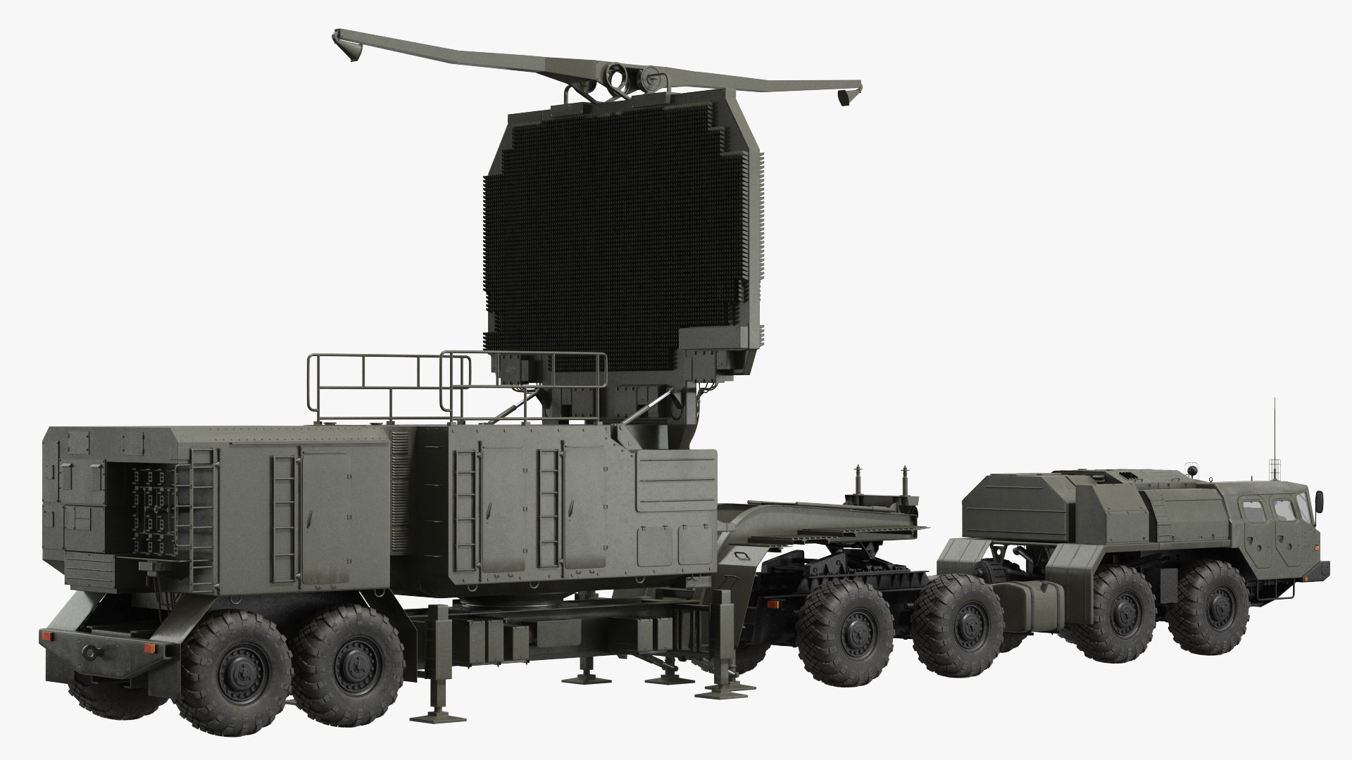 MAZ 74106 with 64N6 Big Bird Radar Green Rigged 3D