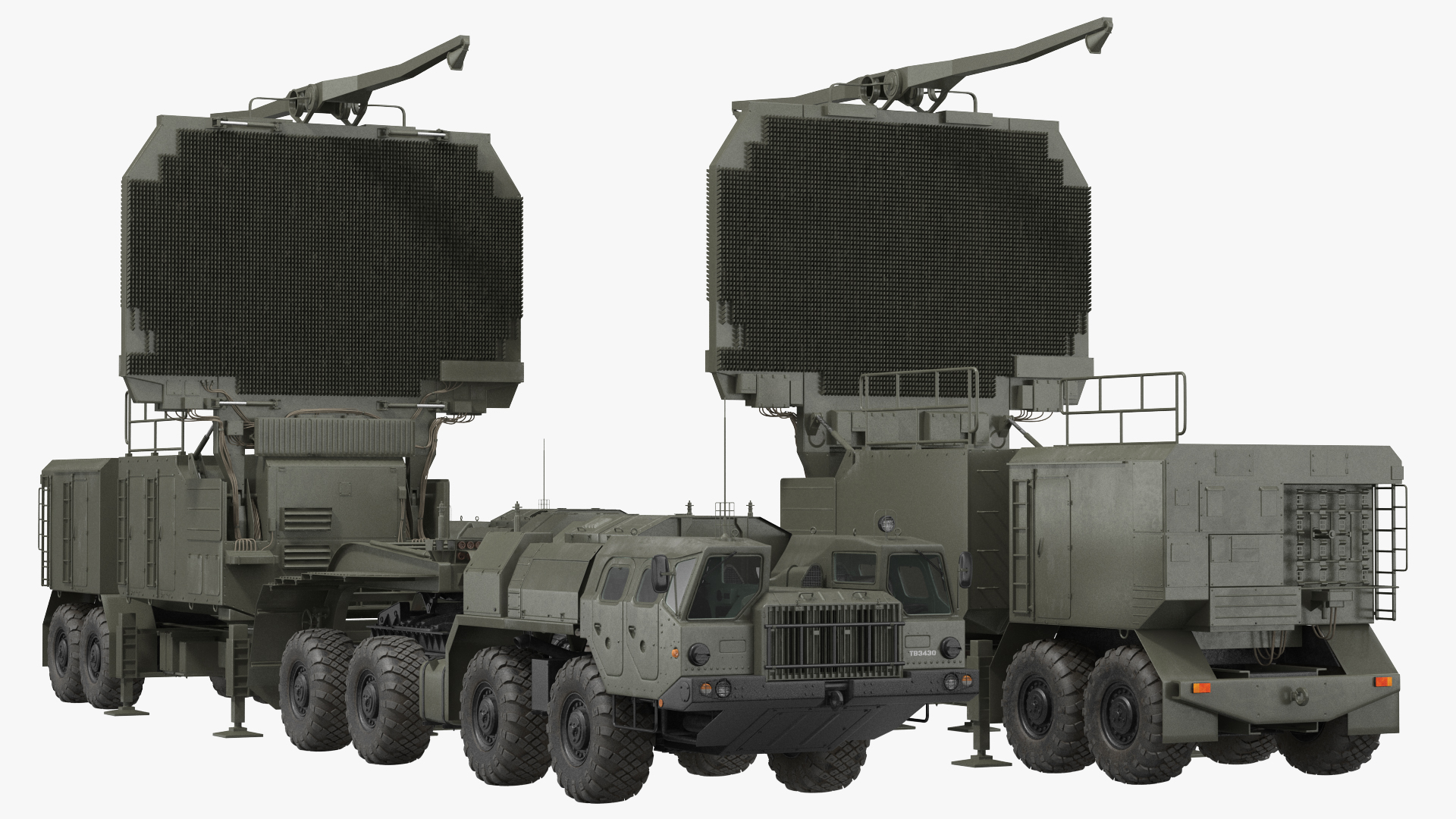 MAZ 74106 with 64N6 Big Bird Radar Green Rigged 3D