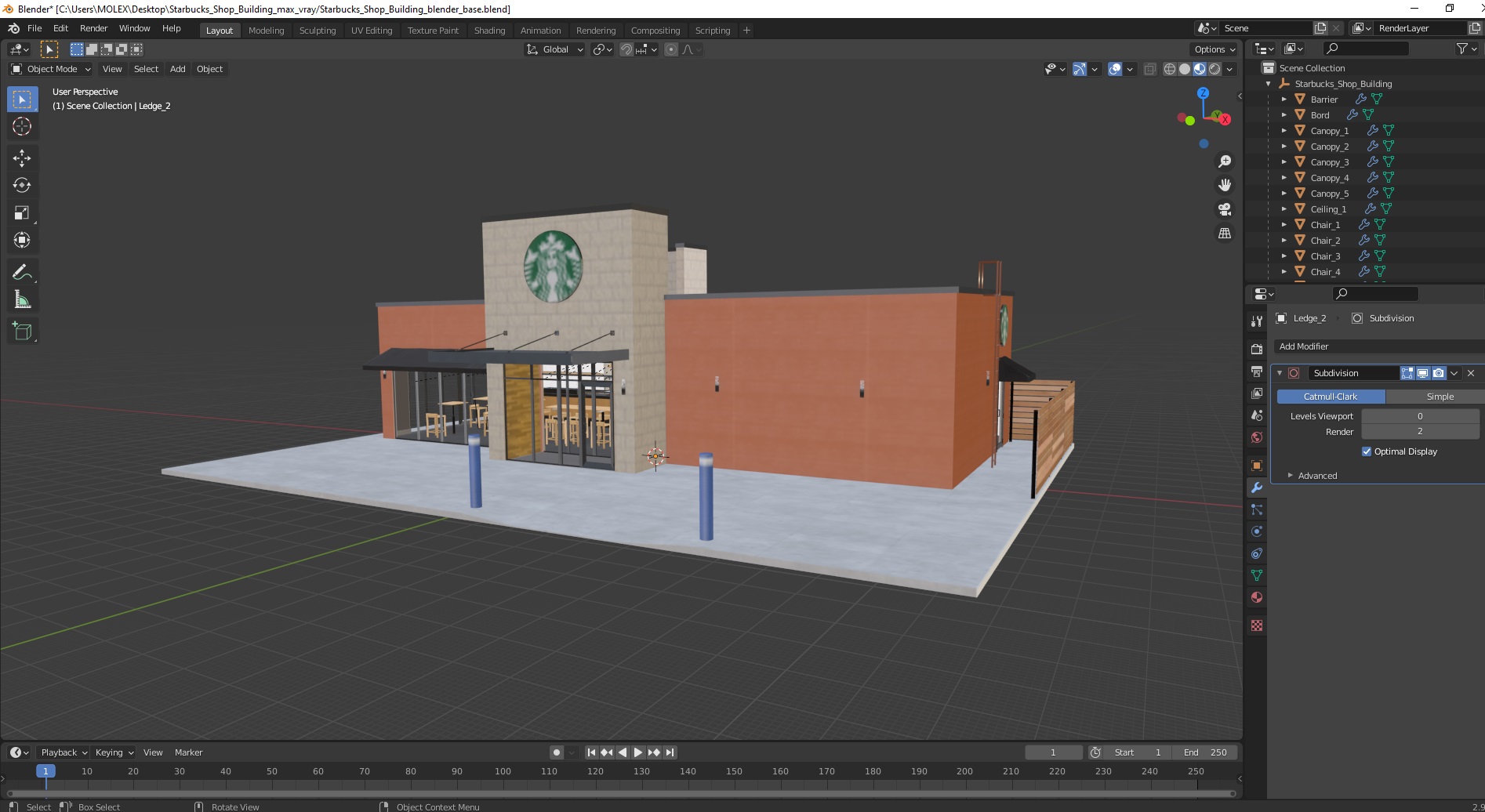 3D Starbucks Shop Building model