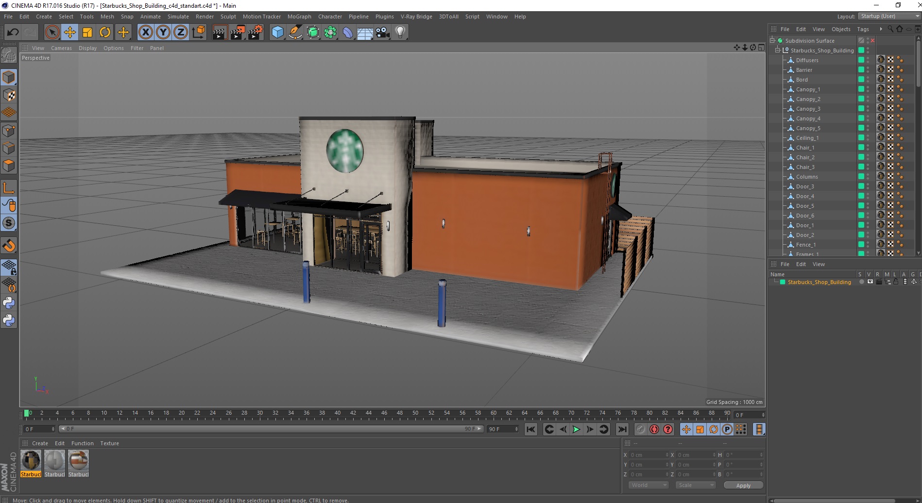 3D Starbucks Shop Building model