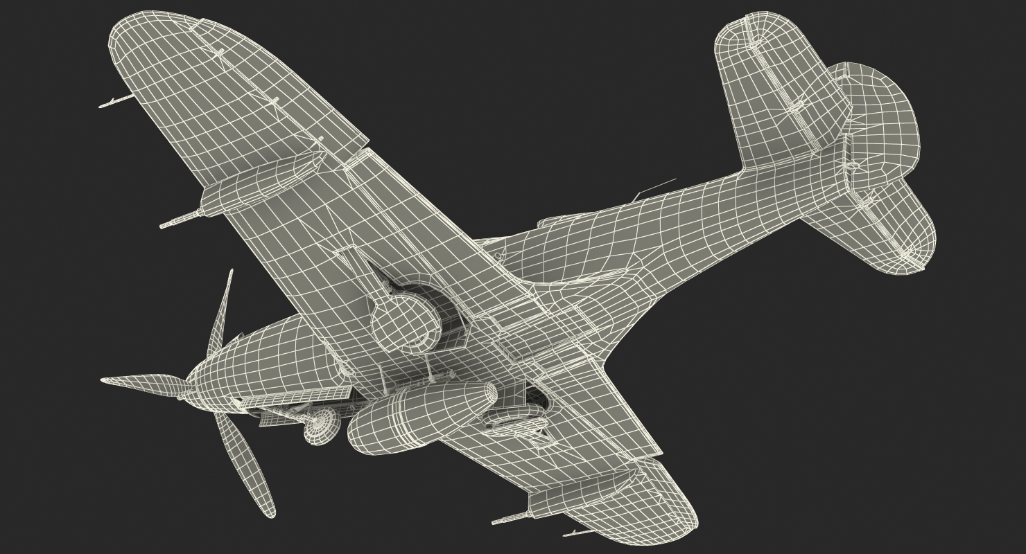 3D American WWII Fighter Aircraft P 39 Aircobra Rigged