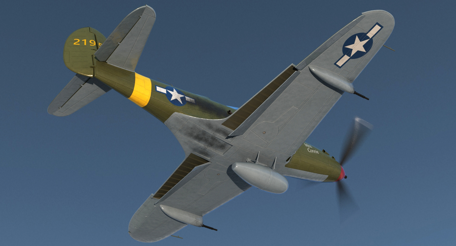 3D American WWII Fighter Aircraft P 39 Aircobra Rigged