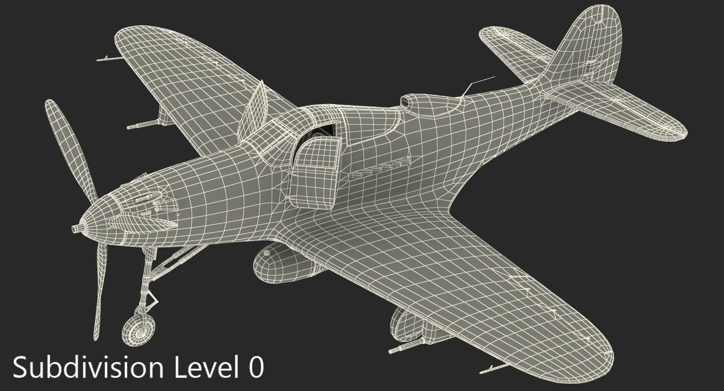 3D American WWII Fighter Aircraft P 39 Aircobra Rigged
