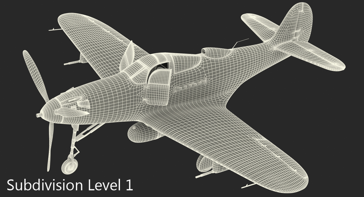 3D American WWII Fighter Aircraft P 39 Aircobra Rigged