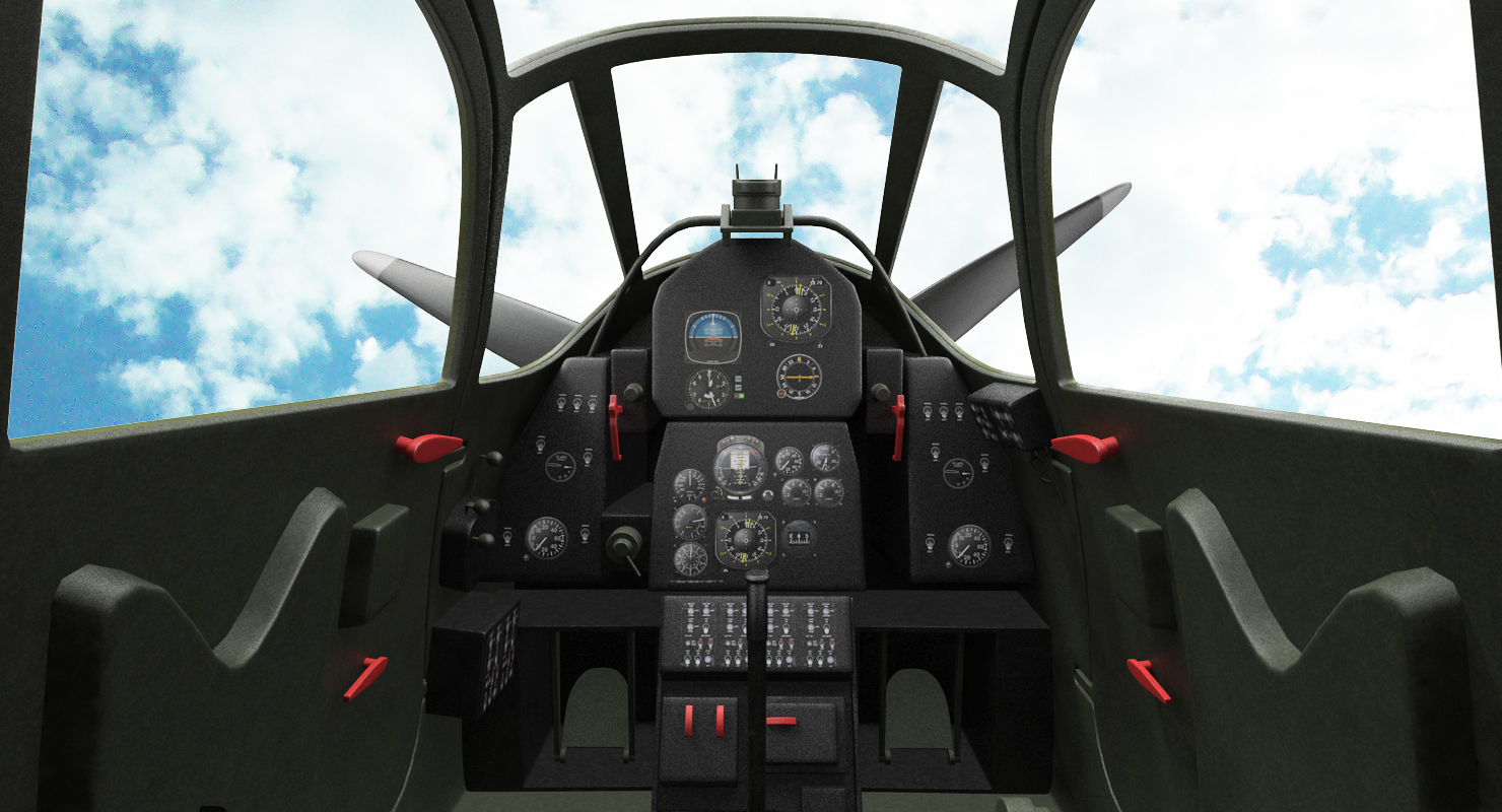 3D American WWII Fighter Aircraft P 39 Aircobra Rigged