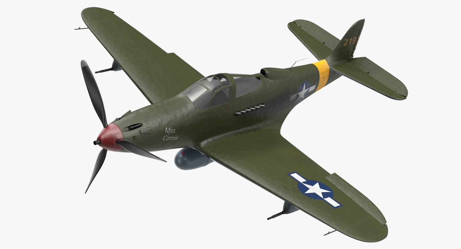 3D American WWII Fighter Aircraft P 39 Aircobra Rigged