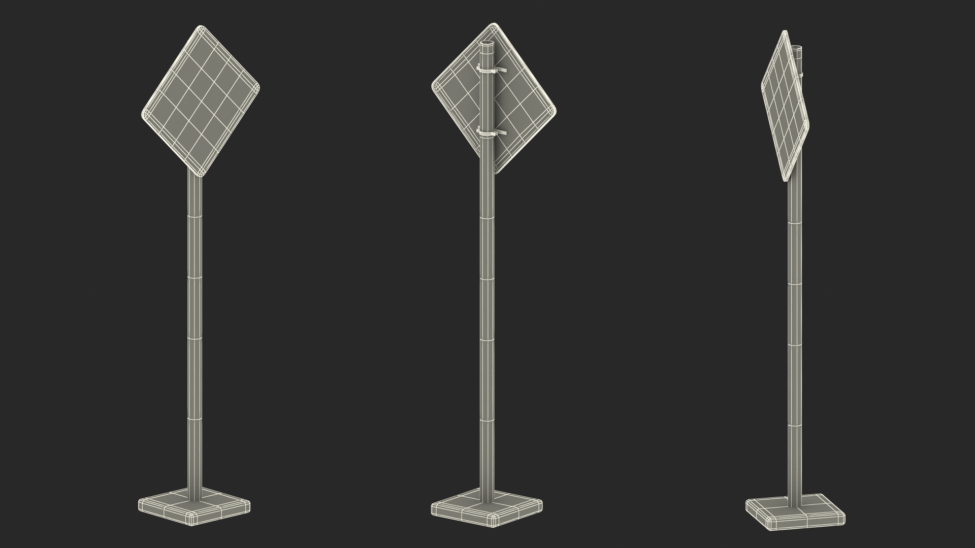 3D Road Sign Falling Rocks model