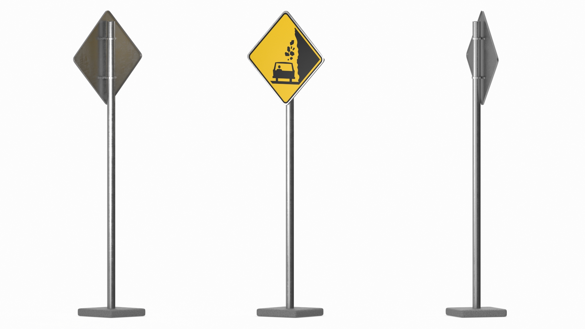 3D Road Sign Falling Rocks model