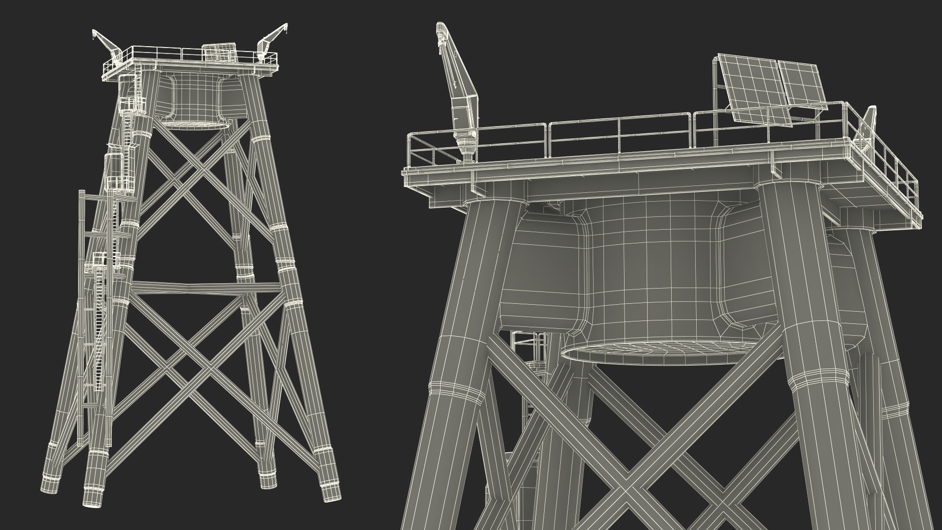 Crane for Wind Farms on Offshore Support Platform 3D model