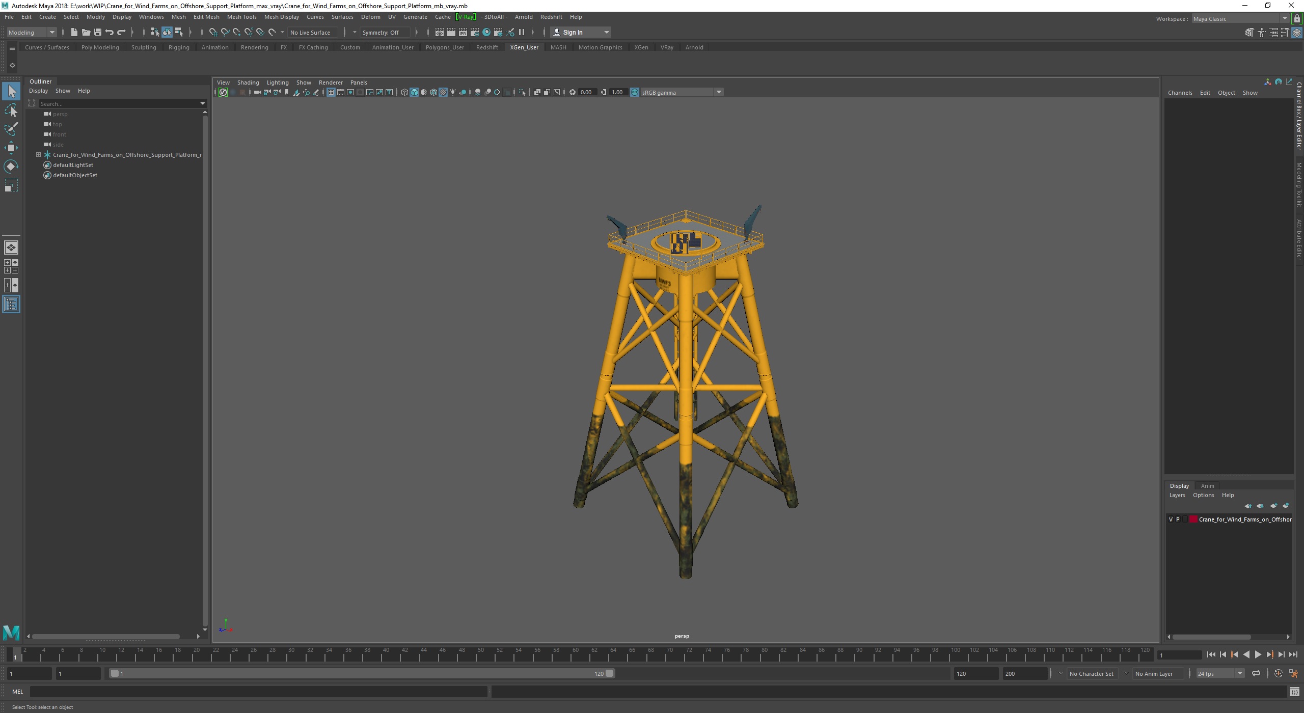 Crane for Wind Farms on Offshore Support Platform 3D model