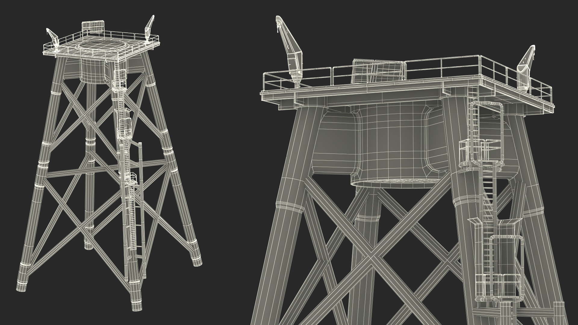 Crane for Wind Farms on Offshore Support Platform 3D model