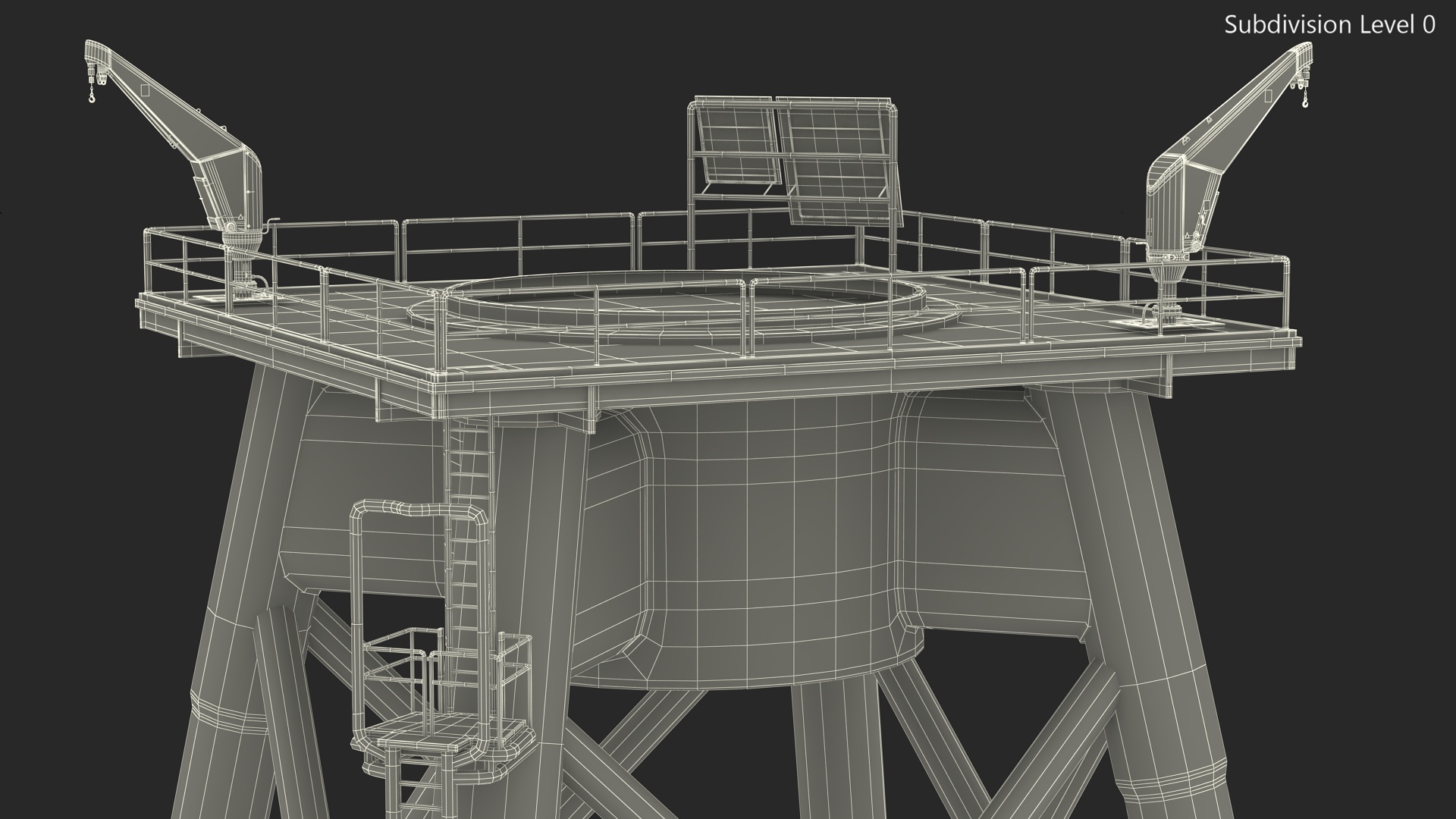 Crane for Wind Farms on Offshore Support Platform 3D model