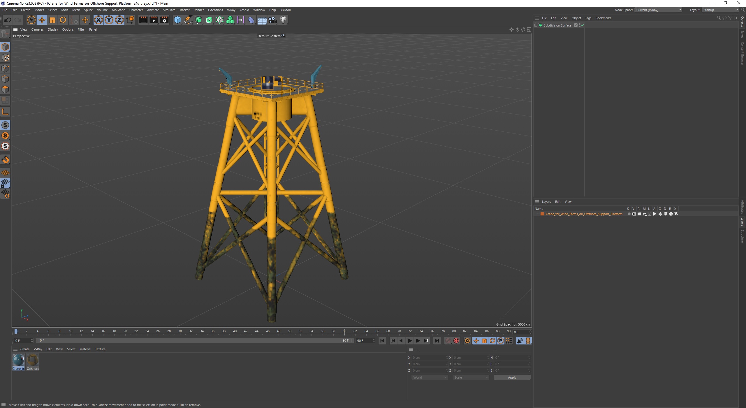Crane for Wind Farms on Offshore Support Platform 3D model