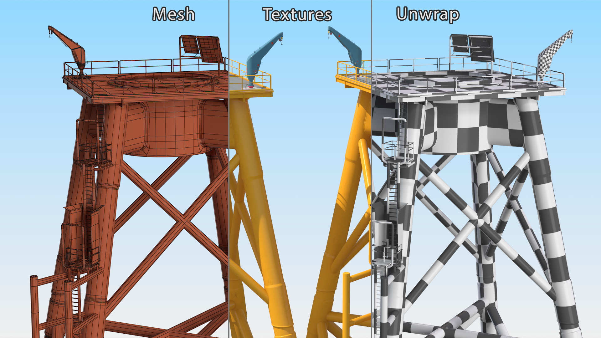 Crane for Wind Farms on Offshore Support Platform 3D model