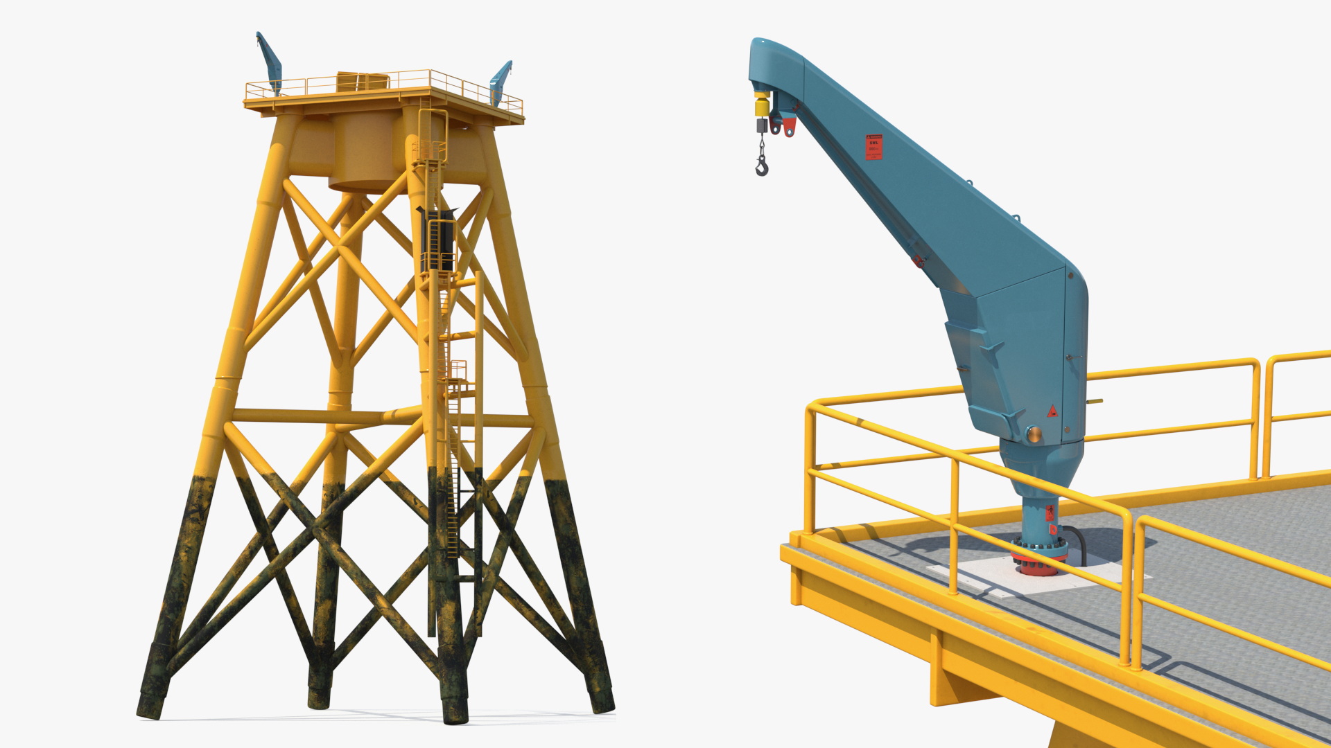 Crane for Wind Farms on Offshore Support Platform 3D model