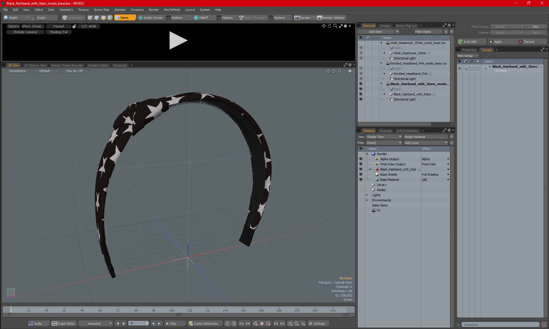 3D model Black Hairband with Stars