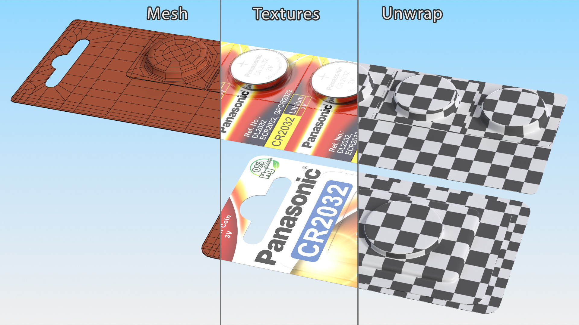 3D model Panasonic CR2032 Coin Battery Blister Package