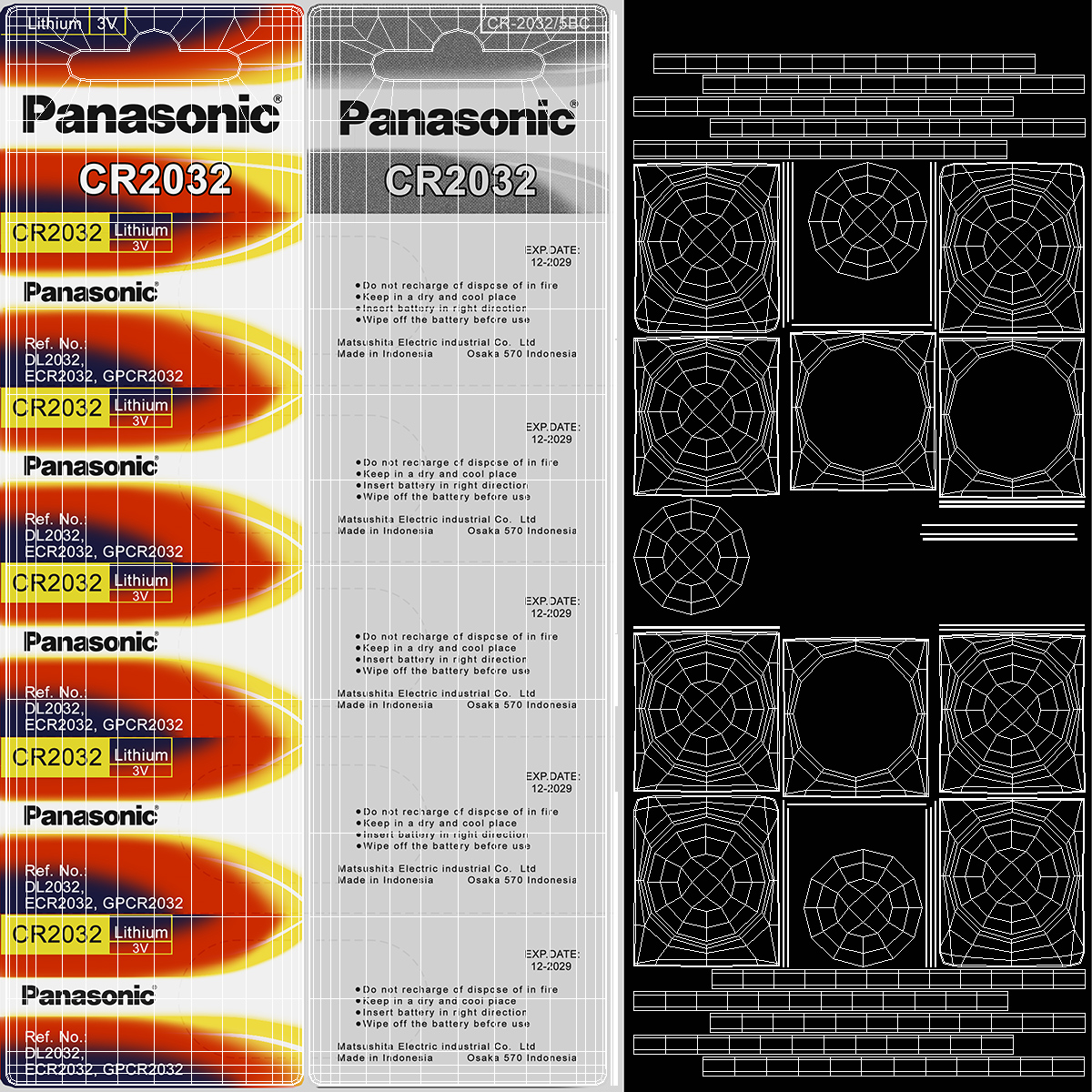3D model Panasonic CR2032 Coin Battery Blister Package