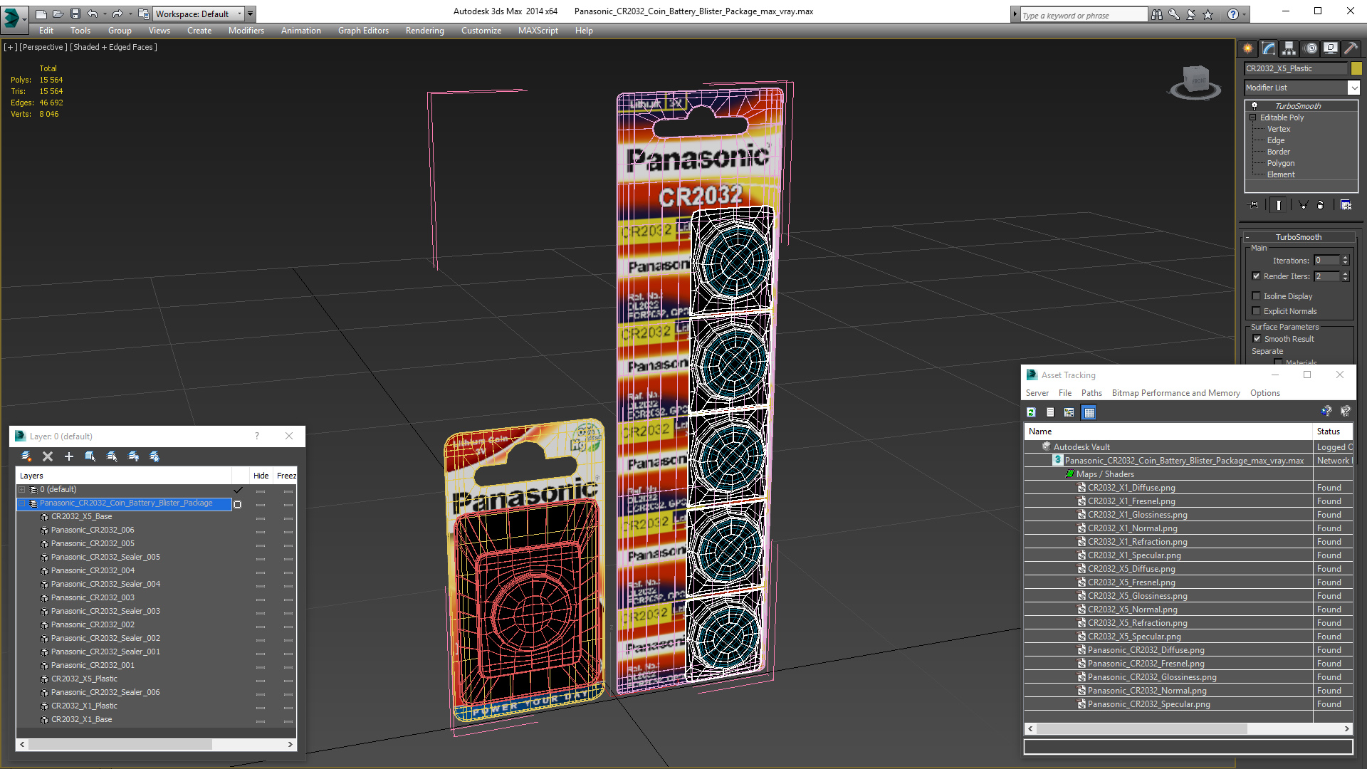 3D model Panasonic CR2032 Coin Battery Blister Package