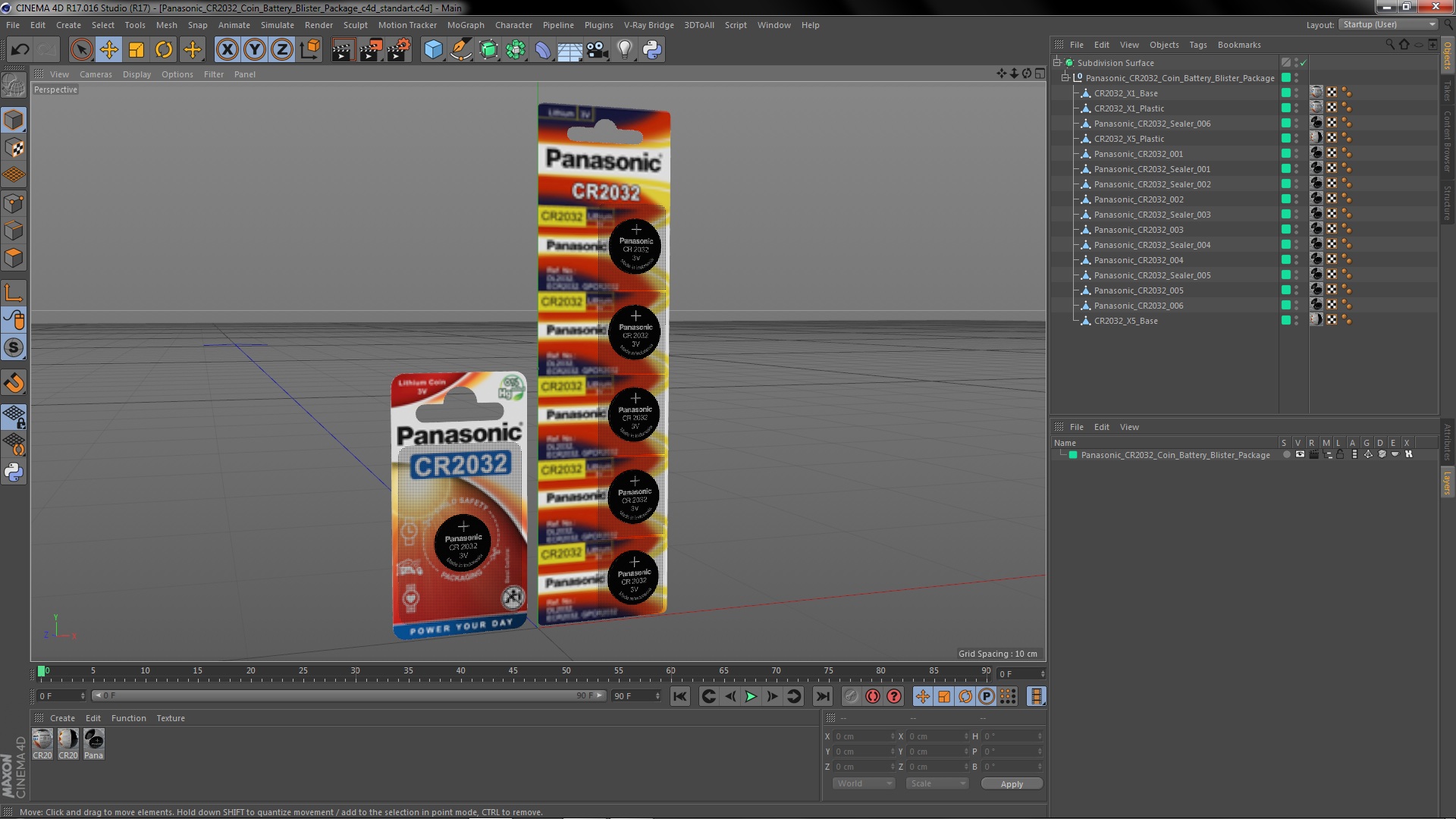 3D model Panasonic CR2032 Coin Battery Blister Package