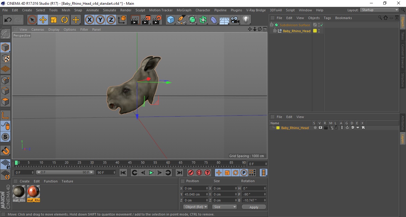 3D model Baby Rhino Head