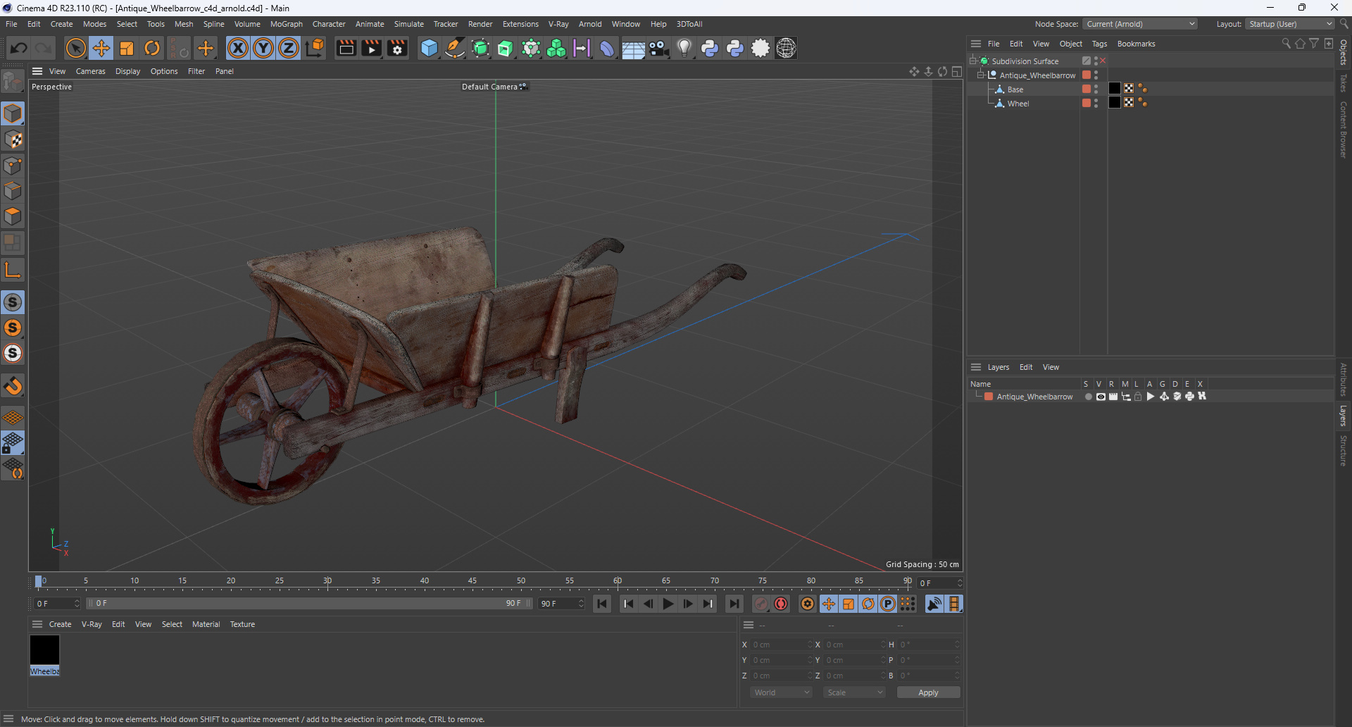 Antique Wheelbarrow 3D model
