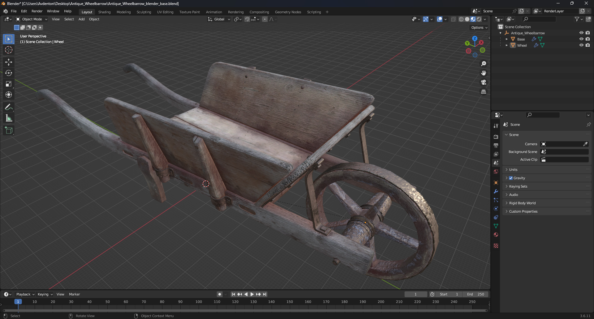 Antique Wheelbarrow 3D model