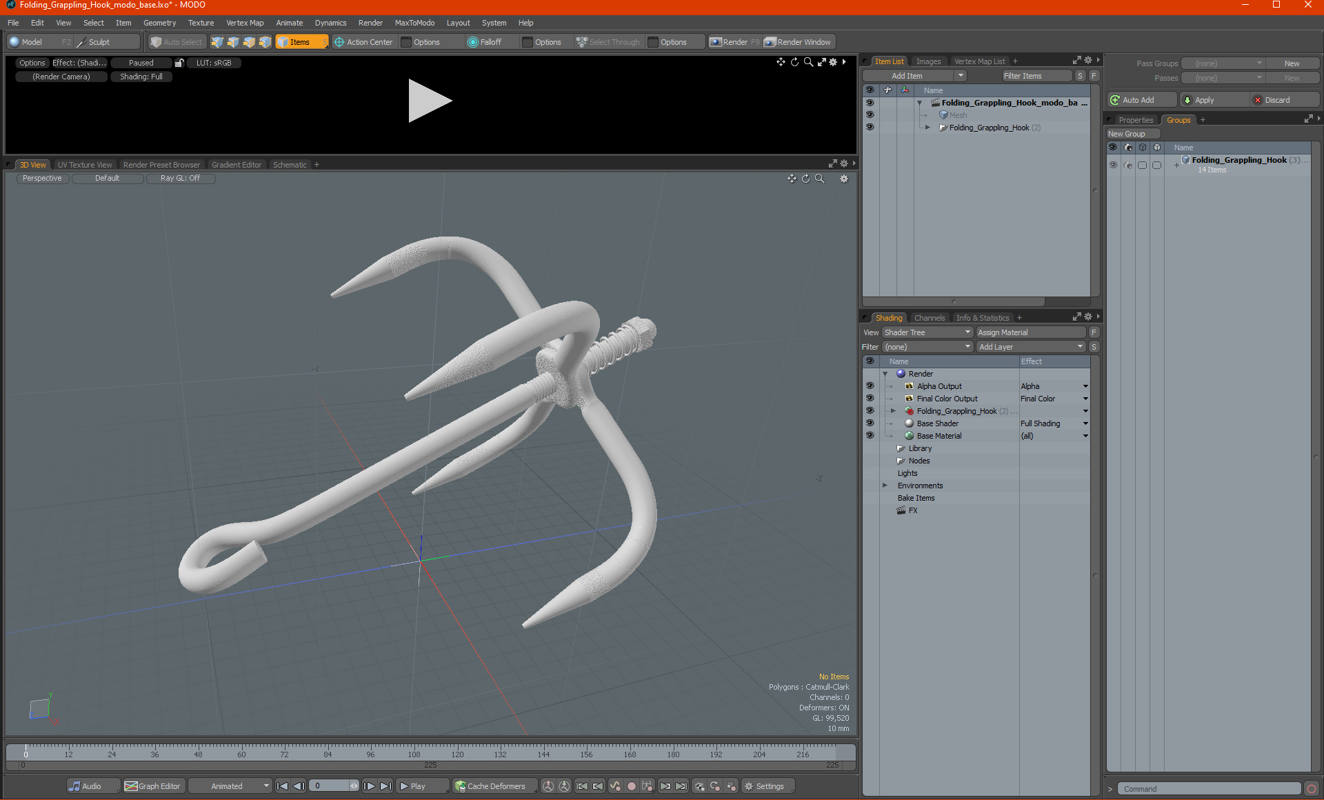 Folding Grappling Hook 3D