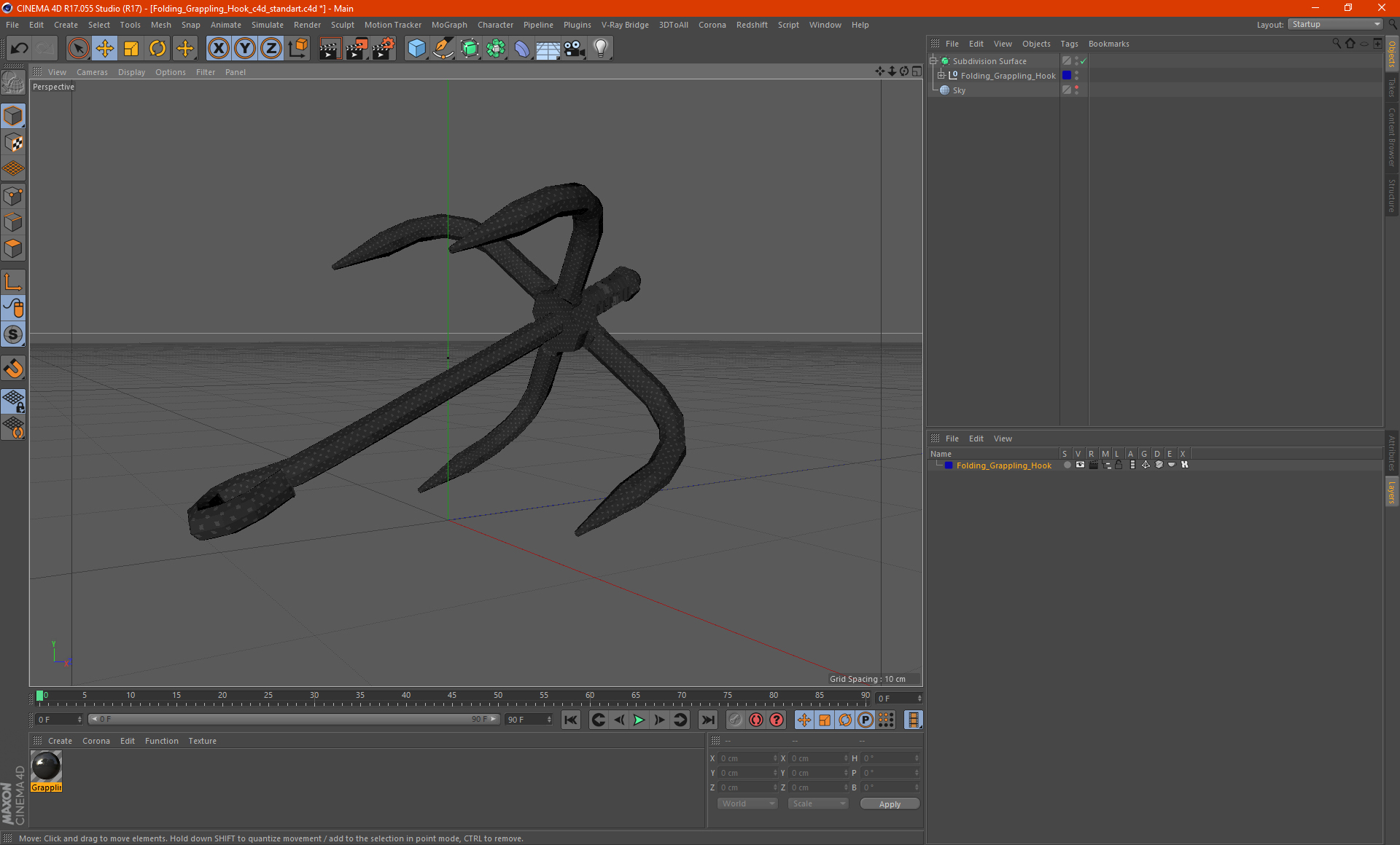 Folding Grappling Hook 3D