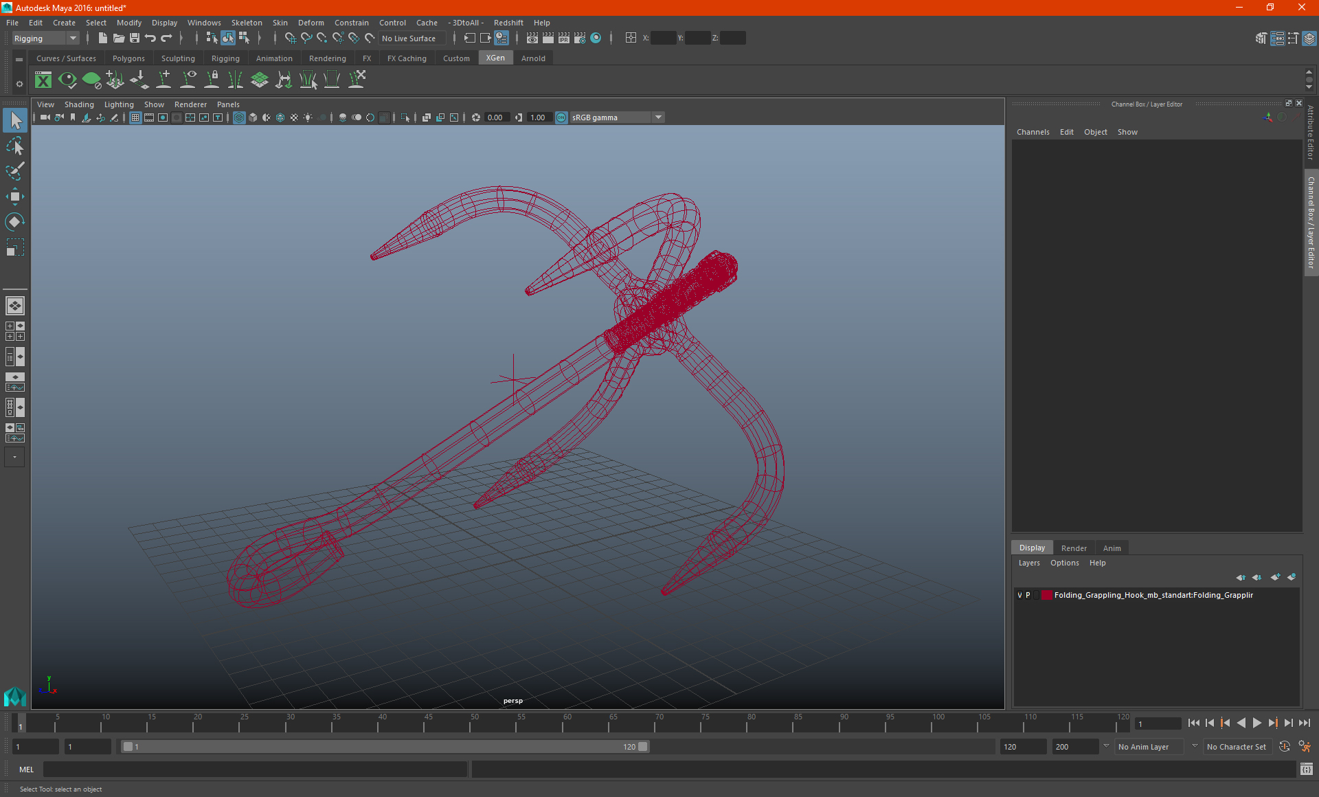 Folding Grappling Hook 3D