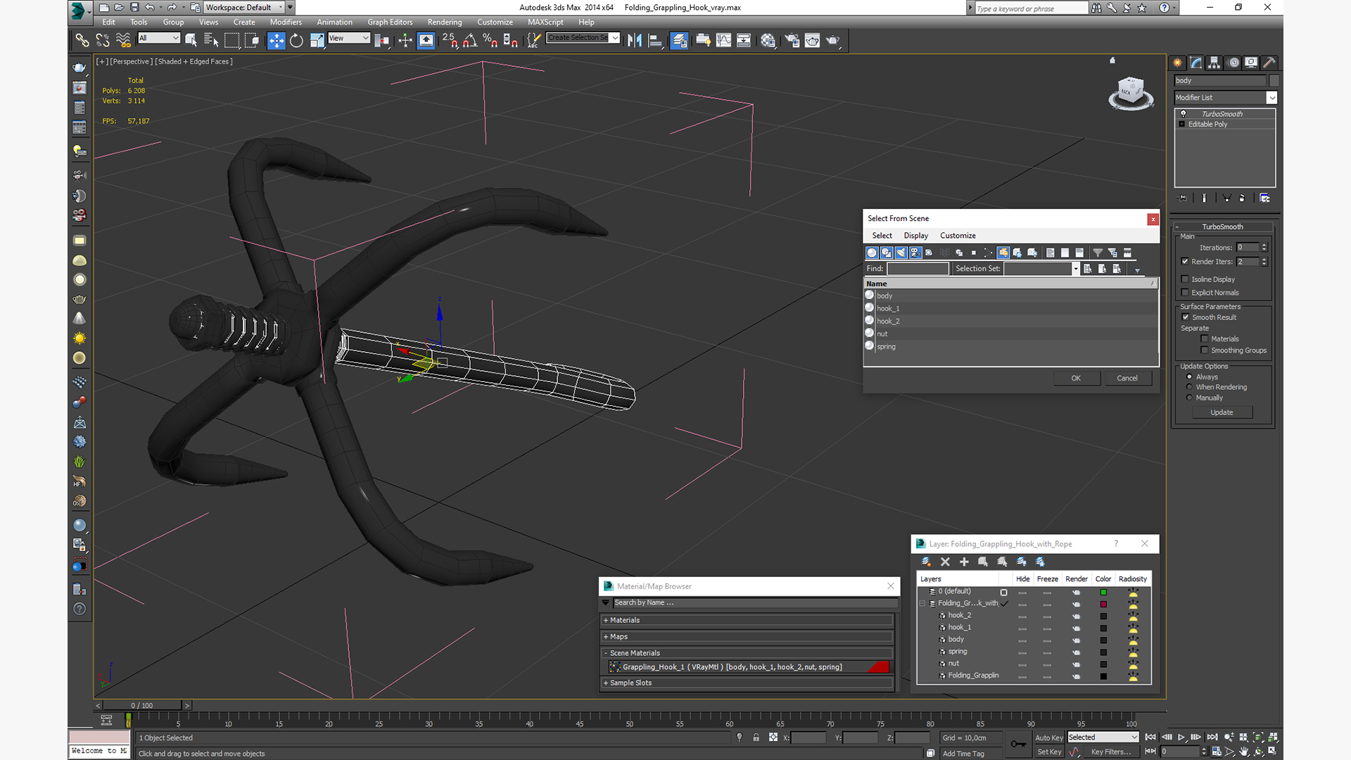 Folding Grappling Hook 3D