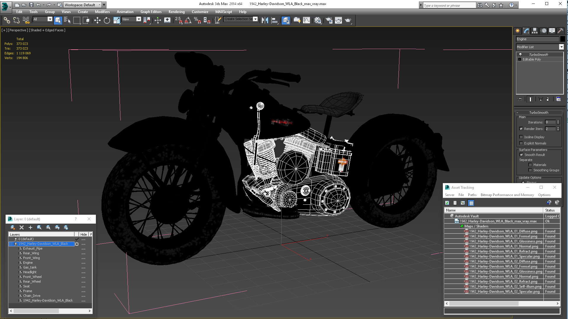 3D model 1942 Harley-Davidson WLA Black