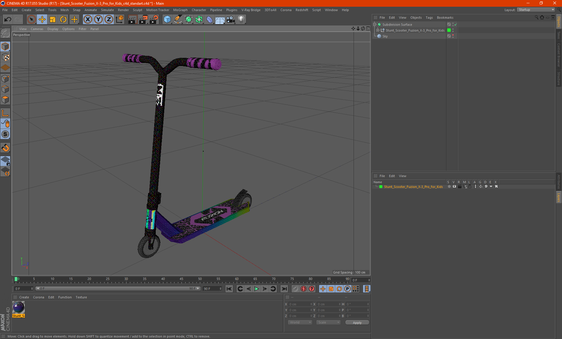 Stunt Scooter Fuzion X-3 Pro for Kids 3D