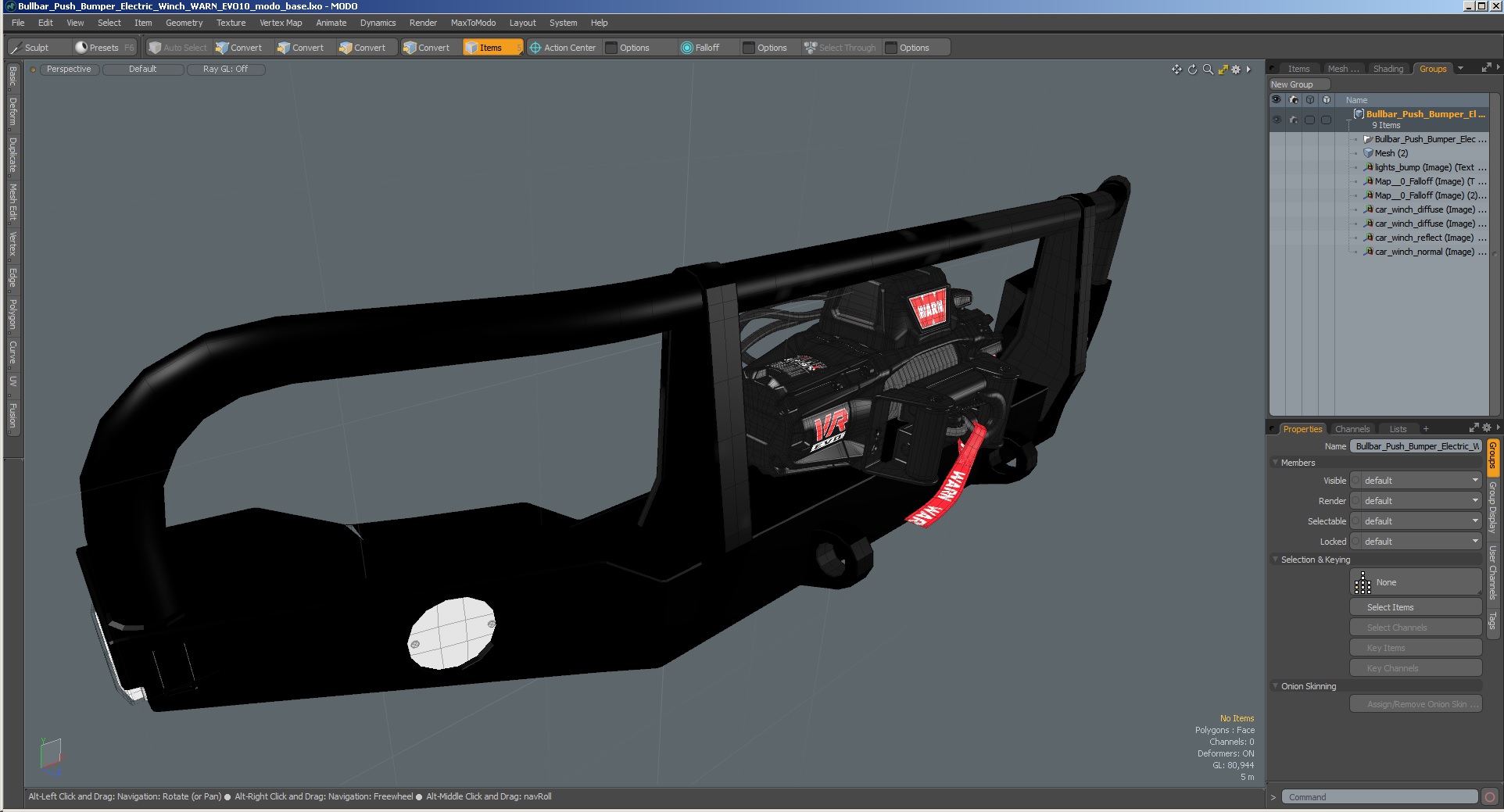 3D model Bullbar Push Bumper Electric Winch WARN EVO10