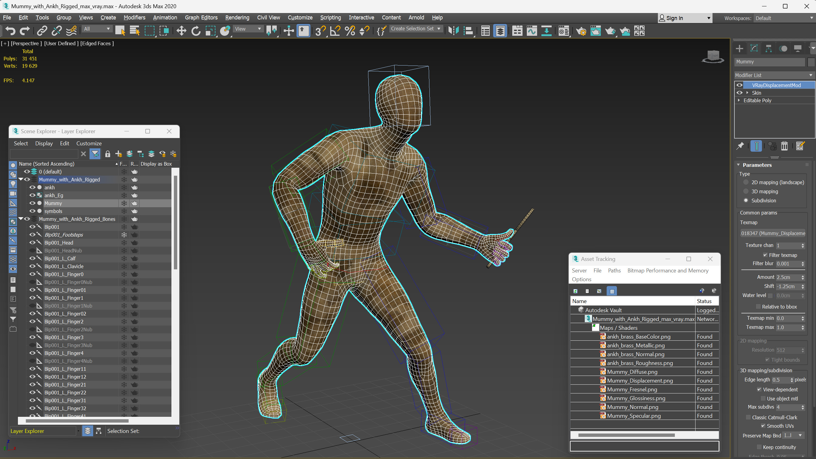 Mummy with Ankh Rigged 3D
