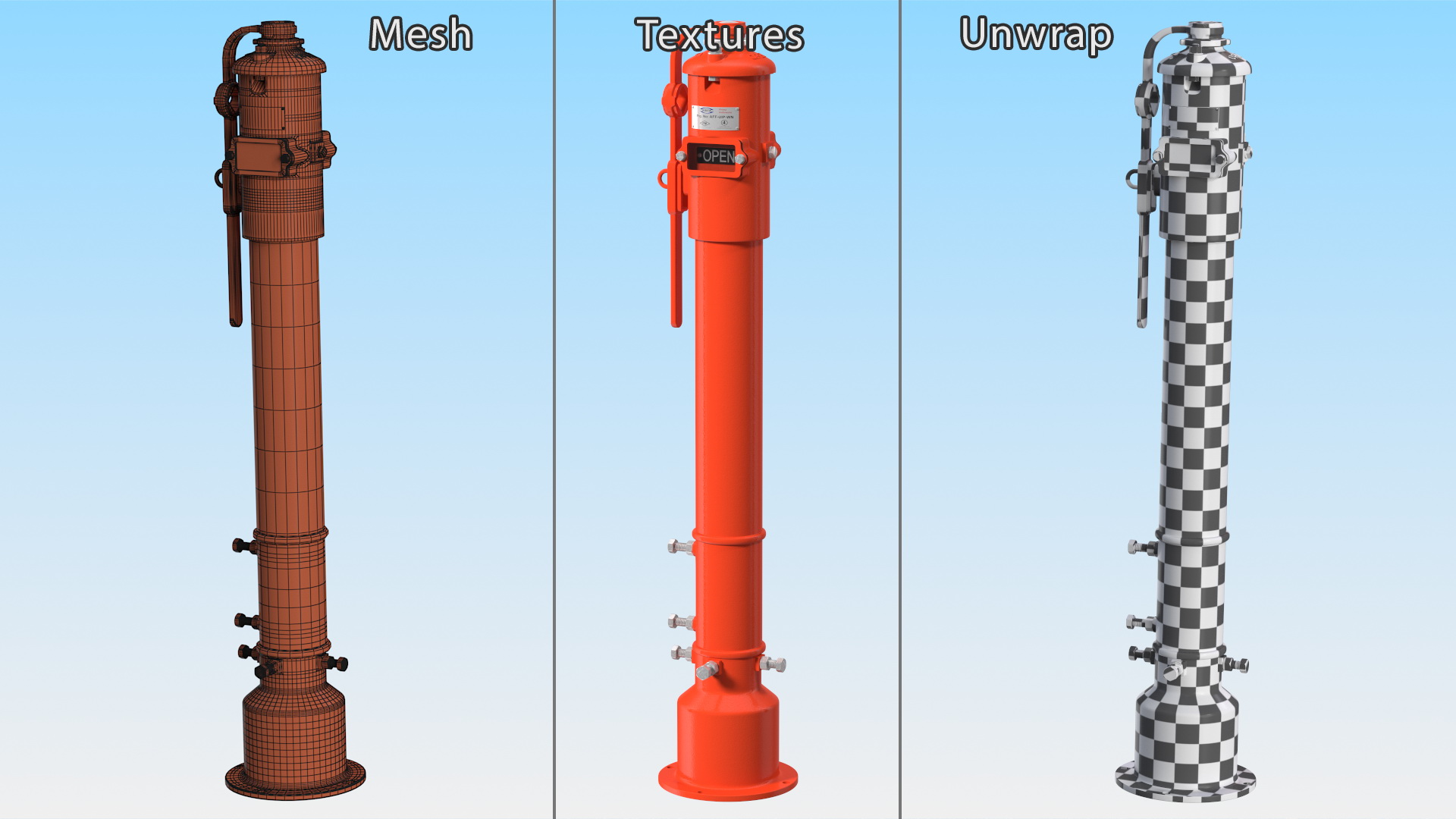 Fire Protection Underground Indicator Post 3D